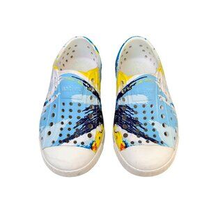 NATIVE Jefferson Paint Splash Shoes Kids 8 C8 Sneaker Natives Blue Slip On Shoe